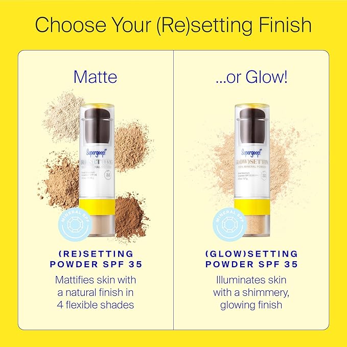 Supergoop! (Re) setting 100% Mineral Powder, Medium - 0.15 oz - Makeup Setting Powder + Broad Spectrum SPF 35 PA+++ Sunscreen - With Ceramides, Olive Glycerides & Coated Silica Spheres