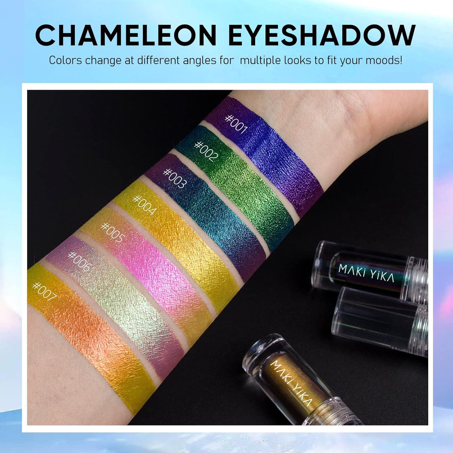 MAKI YIKA Liquid Eyeshadow Chameleon Metallic Eyeshadow Color Shifting Highly Pigmented Long Lasting With No Creasing Multichrome Eye Topper Glitters (#4 Sunrise)