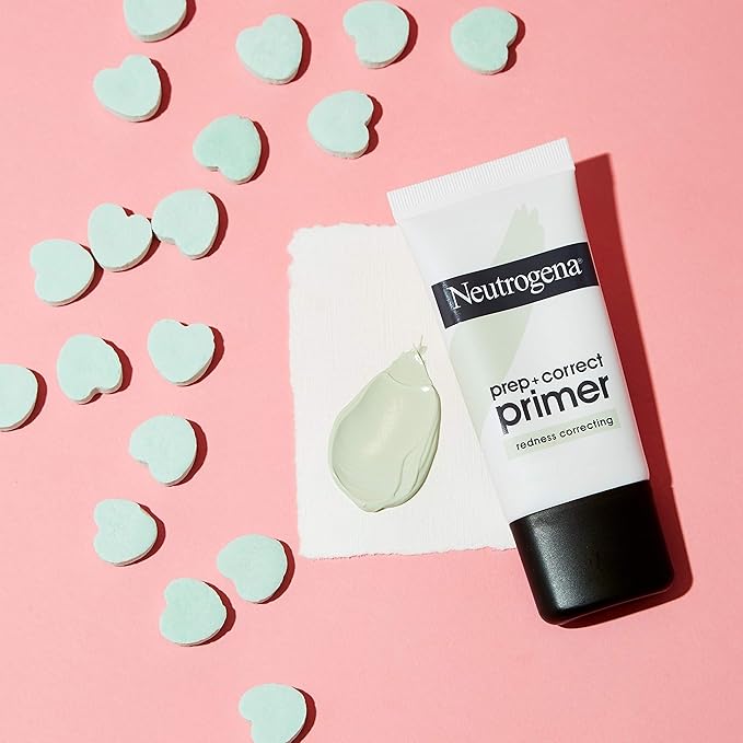 Neutrogena Prep + Correct Primer for Redness Correcting, Green-Toned Matte Makeup Primer with Seaweed Extract to Help Reduce Redness & Even Skin Tone, 1.0 oz (Pack of 2)