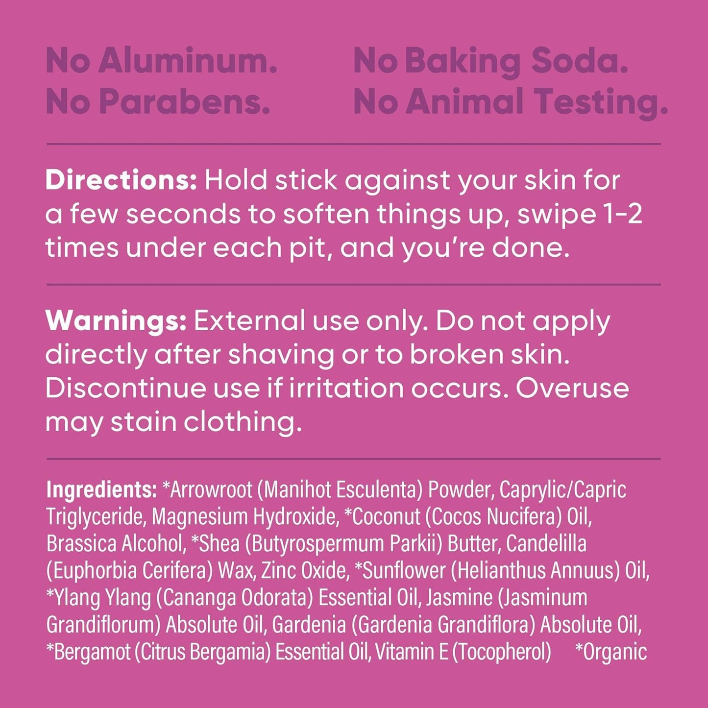 Pretty Frank Natural Aluminum-Free Deodorant Stick, Baking Soda-Free, Jasmine (1-Pack) | Sensitive Skin Friendly, Effective All-Day Odor Control for Women & Men, Organic Ingredients and Essential Oils