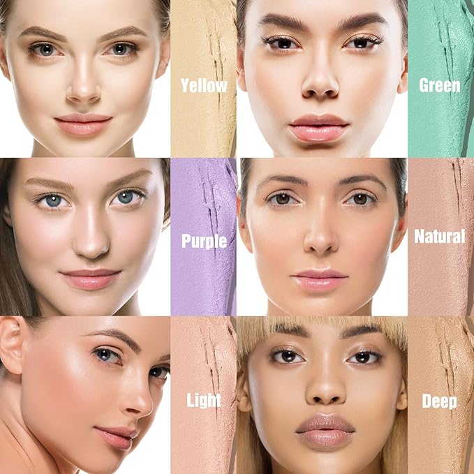 LANGMANNI Multi-Use Face Contour Stick,Highlighter & Concealer Stick, Combo Use For Correcting Color Balancing (#01+#02 Yellow+Green)
