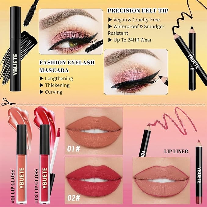 Beginner Makeup Kit for Teen,Makeup Gift Set for Girl Women,Beginner Makeup Kit with Cosmetic Train Case Included 32 Colors Eyeshadow Blusher Contour Lip Gloss Lip Liner Mascara Eyeliner Mirror
