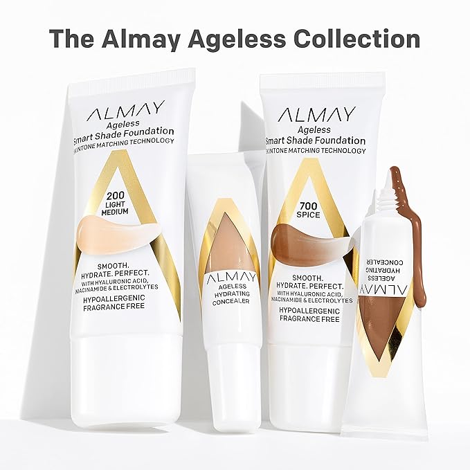 Almay Anti-Aging Concealer, Face Makeup with Hyaluronic Acid, Niacinamide, Vitamin C & E, Hypoallergenic-Fragrance Free, 010 Light, 0.37 Fl Oz (Pack of 1)