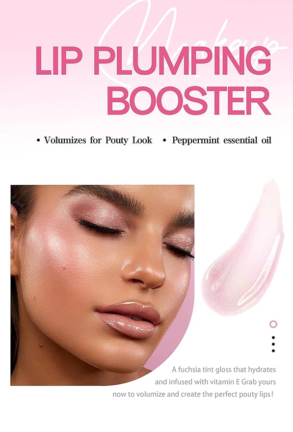 Lip Plumping Booster, Spicy Lip Lipstick, Lifter Gloss, Hydrating, Volumizes & High-Shine Lip Plumping Lip Glass Mirror Lip Glaze Lip Makeup, Plump & Pout Lip Plumper for Women Girls (#02)