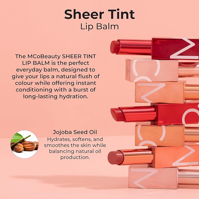 MCoBeauty Sheer Tint Lip Balm, Girl Boss, Nourishing Tint for Healthy, Luscious Lips, Vegan, Cruelty Free Cosmetics