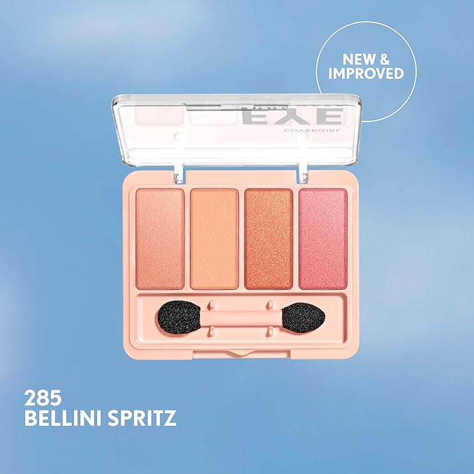 COVERGIRL Eye Enhancer, Bellini Spritz, Eyeshadow Quad, Easy to Wear, Clean & Vegan, Talc-Free, Matte & Shimmer Finishes, Smudge-Proof, 0.19oz