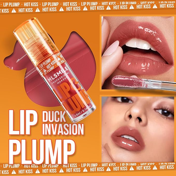 Hydrating Plumping Lip Oil Set, Natural Lip Gloss Plumper with Ginger, Transparent Moisturizing Lip Balm, Tinted Lip Plumper Gloss Make Lips Fuller, Vegan Lip Makeup (Set B, 3Pieces)