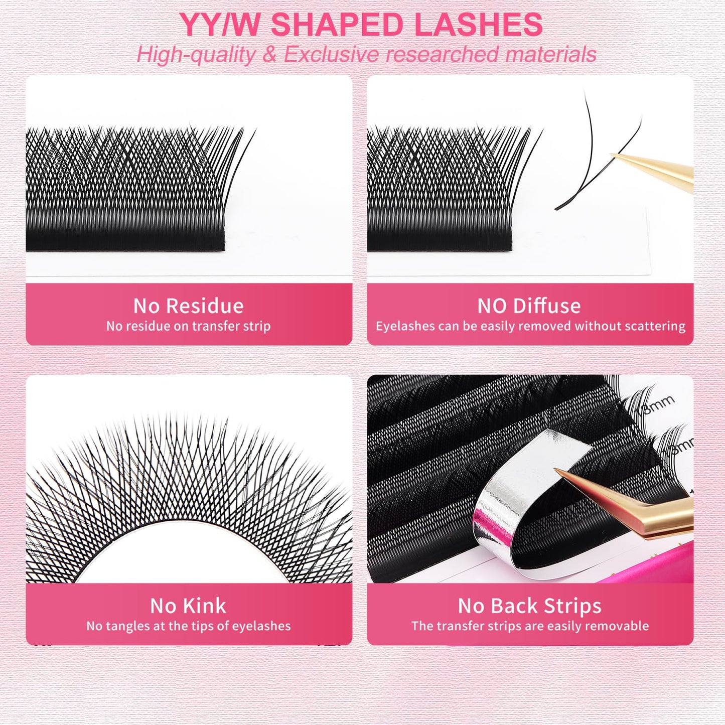 YY Lash Extensions Supplies Y Eyelash Extensions 0.05mm Thickness C Curl 10mm Premade Fans 4D Russian Volume Matte Black 12 Rows Crisscross Eye Lashes(YY-0.05-C,10mm)