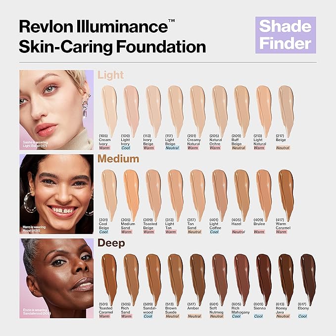 Revlon Illuminance Skin-Caring Liquid Foundation, Hyaluronic Acid, Hydrating and Nourishing Formula with Medium Coverage, 109 Light Ivory (Pack of 1)