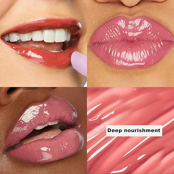 MUESCHER Glow Lip Balm Plumping Moisturizing Lip Balm For Dry Cracked Lips, Moisturizer Nourishing Lip Balm Lip Care Vegan Tinted Lip Balm, Dewy Glassy Lip Balm Shine Lips Plumper Jelly Lipstick(05#)