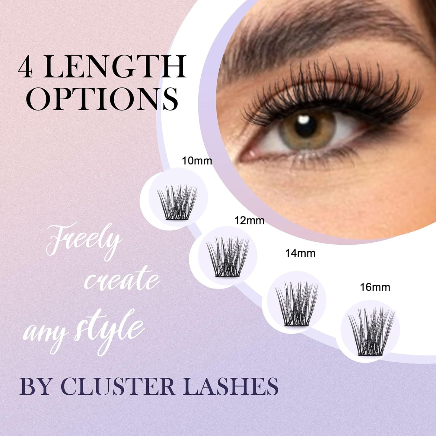 GAQQI Lash Clusters, GQ19 Individual Lashes 168pcs C Curl, DIY Lash Extension 12mm Length Only False Eyelash Clusters, Natural & Wispy Lash Wisps (GQ19,C Curl,12mm)