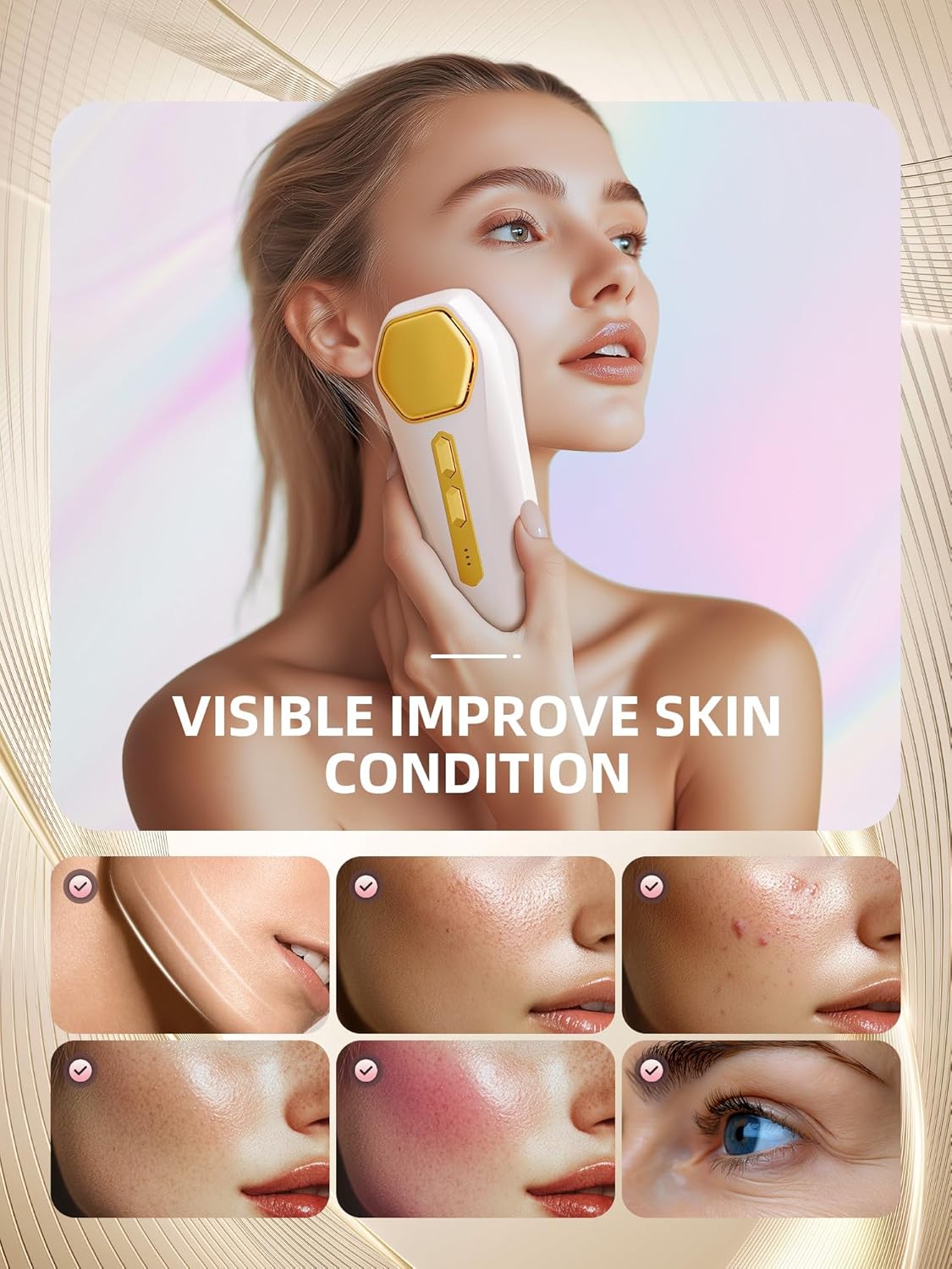 Facial Massager Tool, Beauty Device for Face and Full Body, Portable Face Lift Device for Skin Care, Against Dullness, Neck Massager for Women