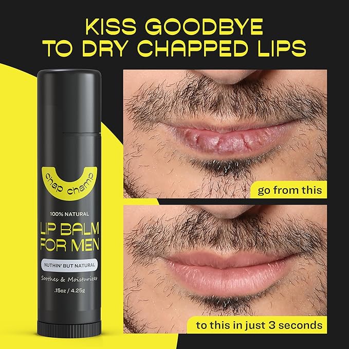Lip Balm for Men - All Natural Mens Chapstick - Mens Lip Balm - Contains Vitamin E and Beeswax - Chapstick for Men - Peppermint, Coconut & Vanilla Lip Balm - 6 Pack Lip Balm Men