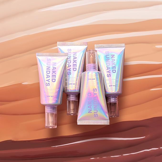 Naked Sundays BeautyScreen™ SPF 50 Mineral Peptide Foundation Tint – 2-in-1 Skin Tint & Mineral Sunscreen | Radiant, Buildable Coverage, Acne-Safe, Infused with Peptides (5 Tan Honey, 1.01 oz)