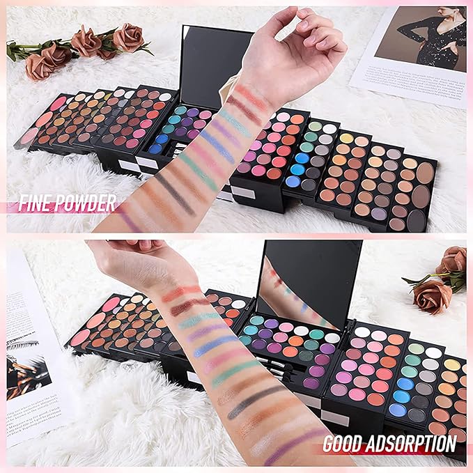 M 148 Colors Makeup Pallet,Professional Makeup Kit for Women Full Kit,All in One Makeup Sets for Women&Beginner,include Eyeshadow,Lipstick,Eyeliner,Concealer,makeup brush(045 Set-Black)