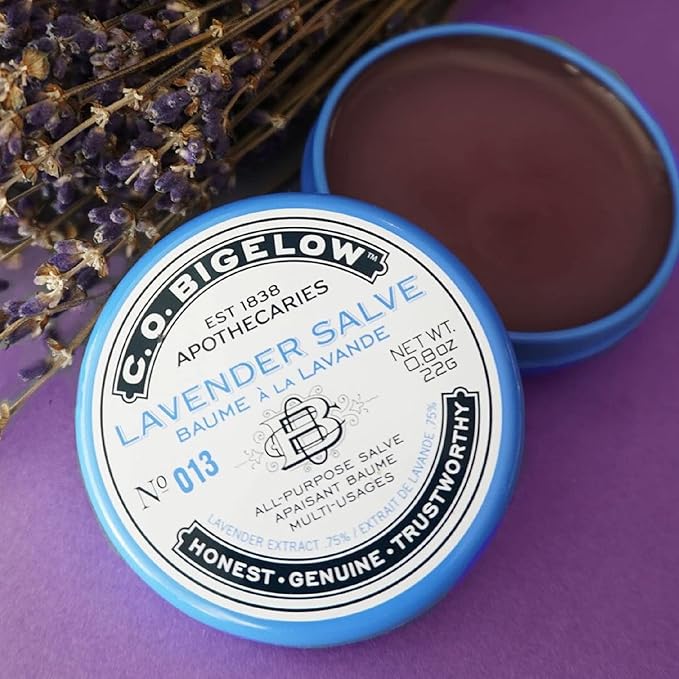 C.O. Bigelow All Purpose Salve Lip Balm Tins, Lavender Salve Pack of 3 for Chapped Lips & Dry Skin - Moisturizing Lip, Cuticle and Skin Salves, 0.8 oz each