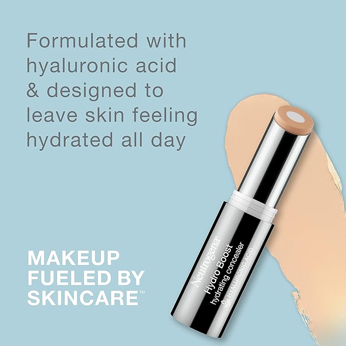 Neutrogena Hydro Boost Hydrating Concealer Stick for Dry Skin, Oil-Free, Lightweight, Non-Greasy and Non-Comedogenic Cover-Up Makeup with Hyaluronic Acid, 40 Medium, 0.12 Oz