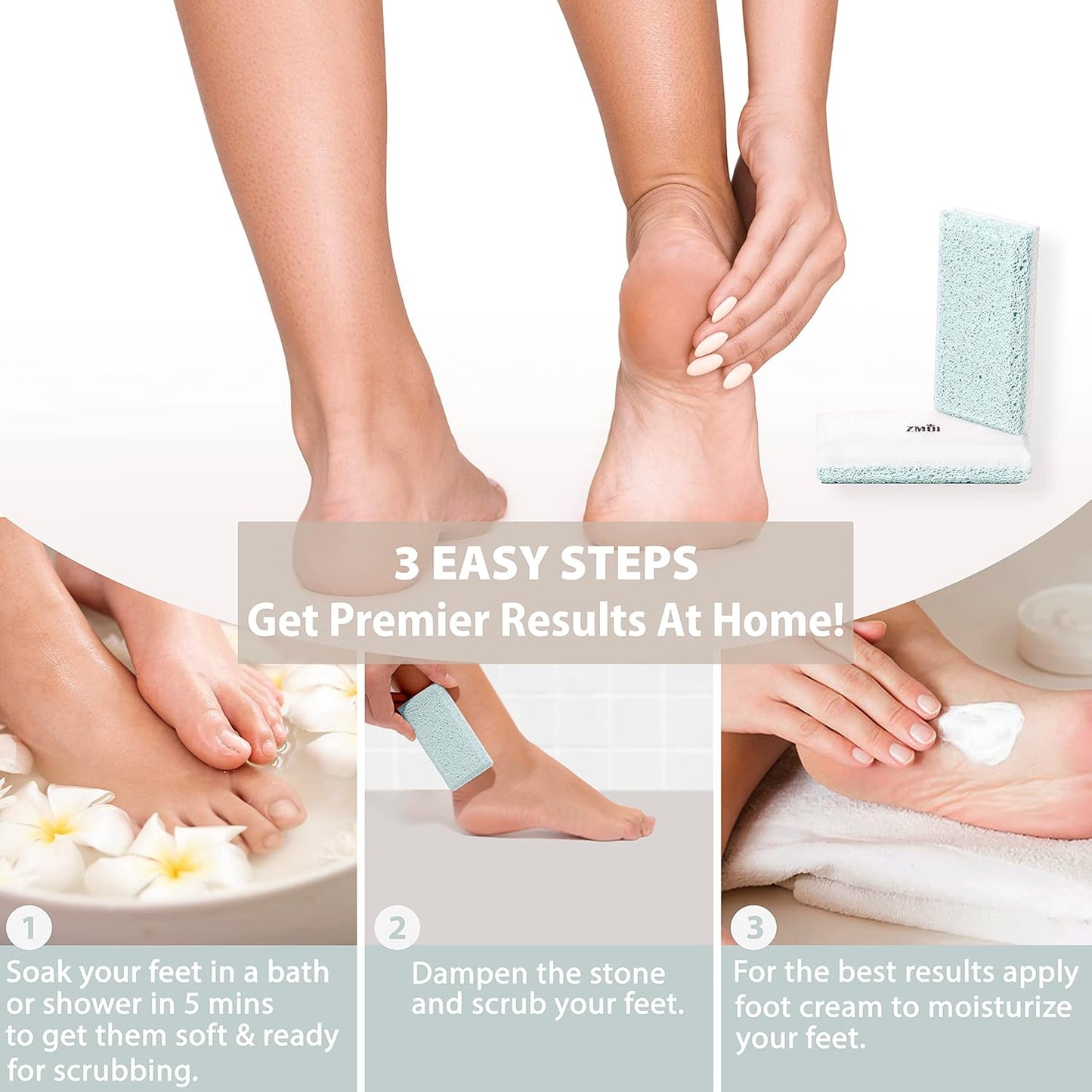 Glass Pumice Stone Callus Remover for Feet, Elbows, Hands, and Knees, Spain Made - 2 in 1 Pedicure Exfoliator and Scrubber for Rough, Hard Skin (Teal Color)
