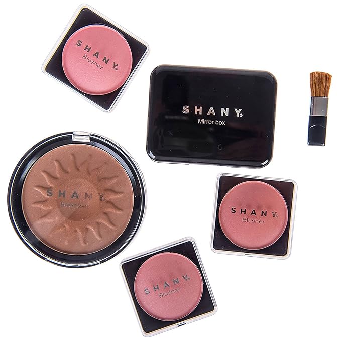 SHANY Carry All Trunk Makeup Train Case with Re-usable Aluminum Makeup Storage Case. Non Toxic Color Make up Set with Eye palettes, Blushes,Makeup Powders, Manicure, Pedicure and Makeup Brushes.