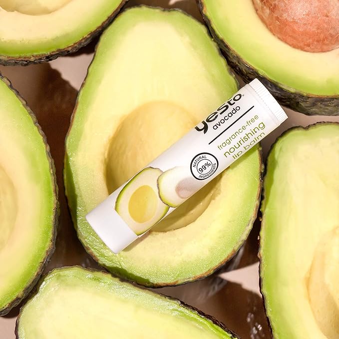 Yes To Fragrance-Free Avocado Nourishing Lip Balm, Moisturizing Non-Sticky Salve To Replenish Lips With Nutrients, With Omega-3 Fatty Acids & Hyaluronic Acid, Natural & Cruelty Free, 0.15 Oz, 3-Pack