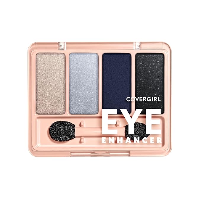 COVERGIRL Eye Enhancer, Night Sky, Eyeshadow Quad, Easy to Wear, Clean & Vegan, Talc-Free, Matte & Shimmer Finishes, Smudge-Proof, 0.19oz