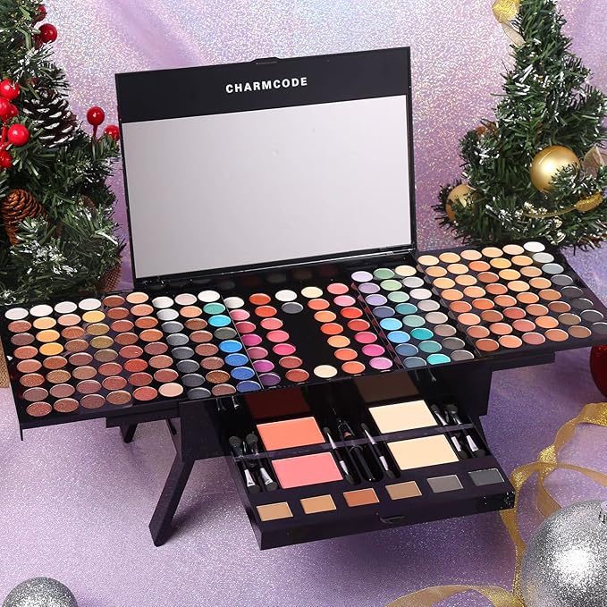 CHARMCODE 190 Colors Cosmetic Make up Palette Set Kit Combination with Eyeshadow Facial Blusher Eyebrow Powder Face Concealer Eyeliner Pencil A Mirror All-in-One Makeup Gift (Multicolor)