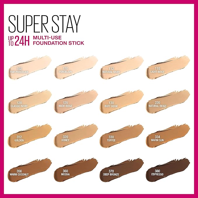 Maybelline New York Super Stay Foundation Stick for Normal To Oily Skin, Deep Bronze, 0.25 Ounce