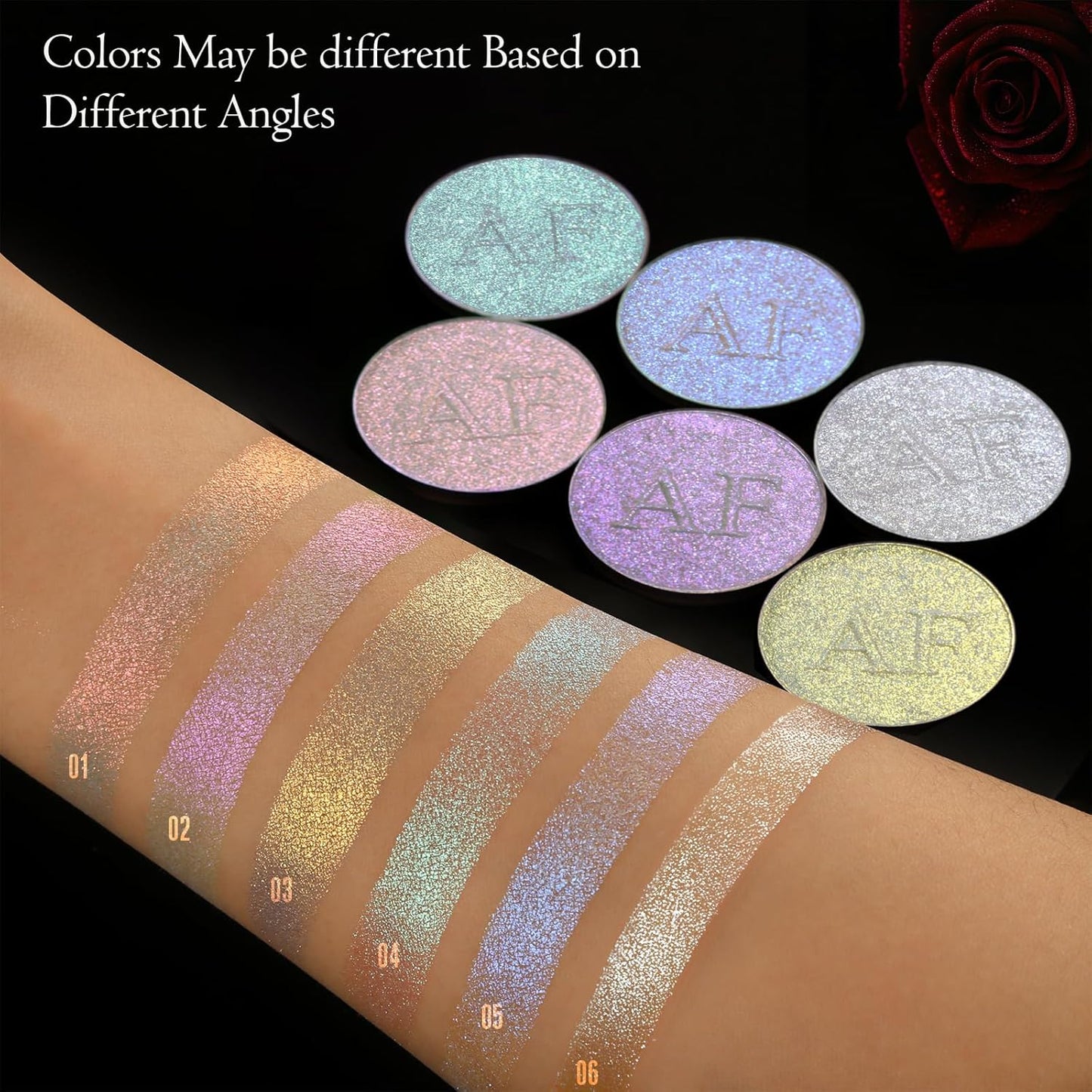 Highlighter Makeup Palette, Long Lasting New Formula, Translucent Purple Shimmer, Sheer White Base, Ideal for Face and Body Contour and Cheek Highlight (#02) Translucent Purple Shimmer