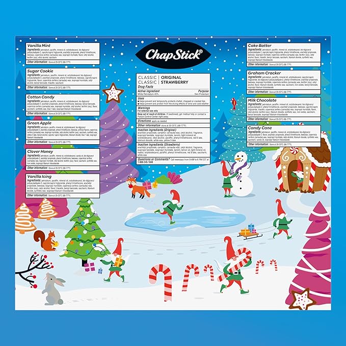ChapStick 12 Days of Holiday Advent Calendar Lip Balm Gift Set - 0.15 Oz (Pack of 2)