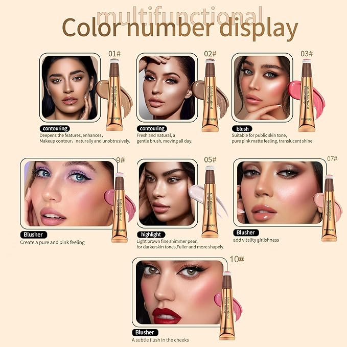 Contour Beauty Wand, Multi-Use Liquid Contour Wand Makeup for Face Cheeks, Natural Matte Finish Shading Bronzer Stick With Cushion Applicator(#01 Contour Brown)