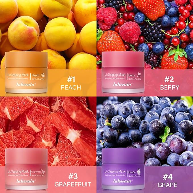 2Pcs Lip Glowy Balm and Lip Sleeping Mask Set, with 4 Flavor Options - Reduce Lip Lines, Enhance Lip Color, Hydrate & Plump Dry Chapped Lips Care (Grape)