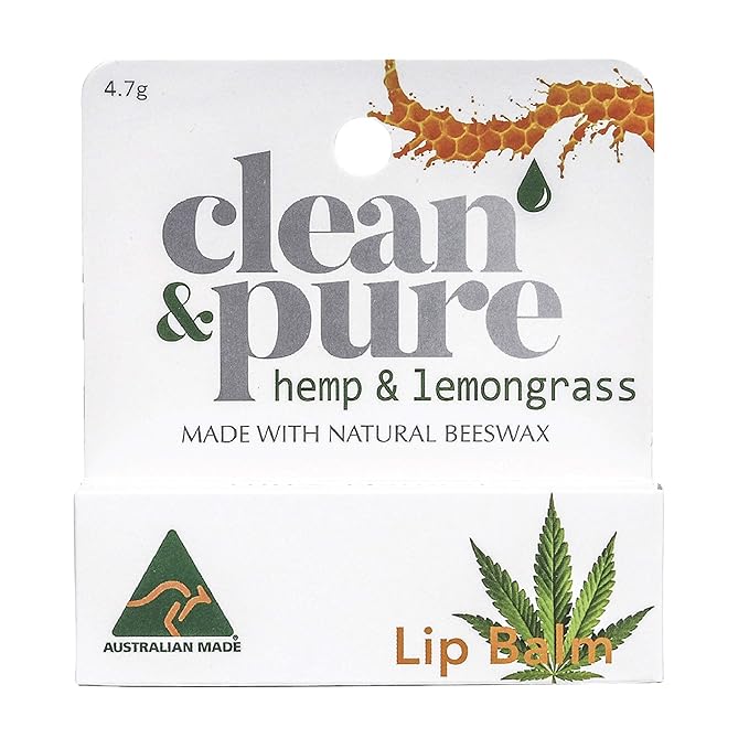 Lip Balm (Hemp & Lemongrass) 100% Natural Beeswax, Vitamin E Oil | Olive Oil Based Treatment for Dry, Chapped Lips | Made in Australia…