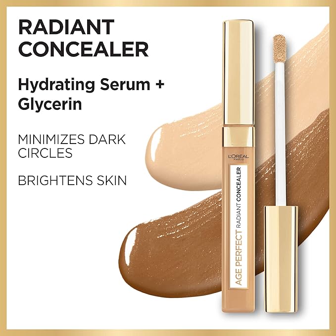 L'Oreal Paris Age Perfect Radiant Concealer with Hydrating Serum and Glycerin, Natural Beige