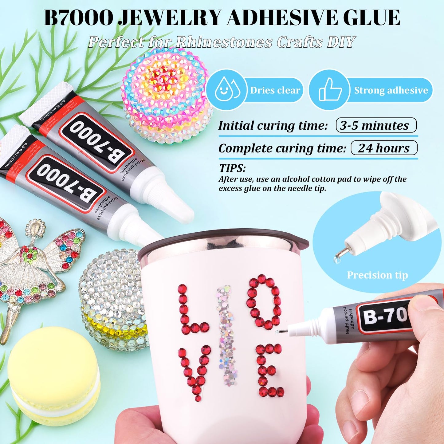6000Pcs Resin Rhinestones for Bedazzling with 3Pcs B7000 Jewelry Glue, 1 Box Dark Red Flatback Rhinestones for Crafting Crafts DIY, Crystals Gems for Clothing Shoes Tumblers Nail Art Makeup