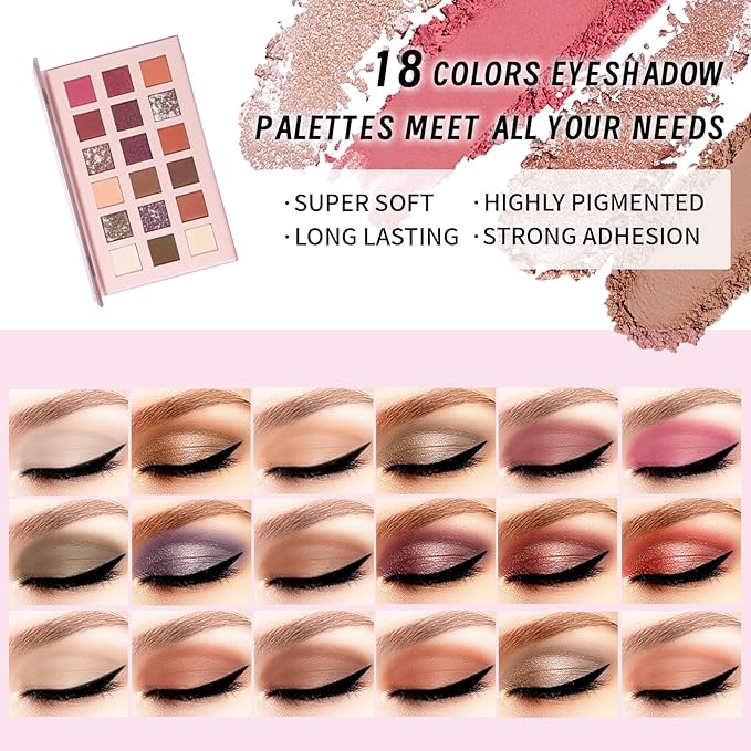 Makeup Set Full Kit for Girls Teens Women, Makeup Present Set, Includes Eyeshadow, Foundation, Mascara, Face Blusher, Eyebrow Pencil, Eyeliner, Brushes, Lip Gloss, Sponge, Cosmetic Bag