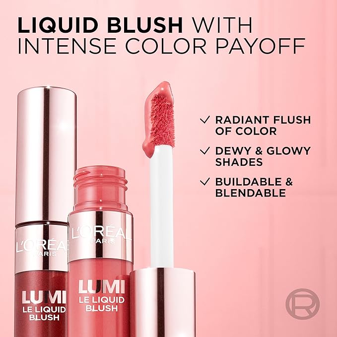 L'Oreal Paris True Match Lumi Le Liquid Blush, Intense Lightweight Blush Formula With Liquid Pigments, Dewy Rich Coral, 0.33 Fl Oz