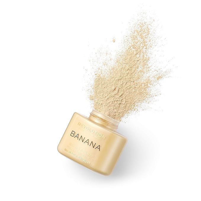 Revolution Beauty, Loose Baking Powder, Makeup Setting Powder, Long Lasting Coverage, Mattifies & Reduces Shine, Banana, 1.13 Oz