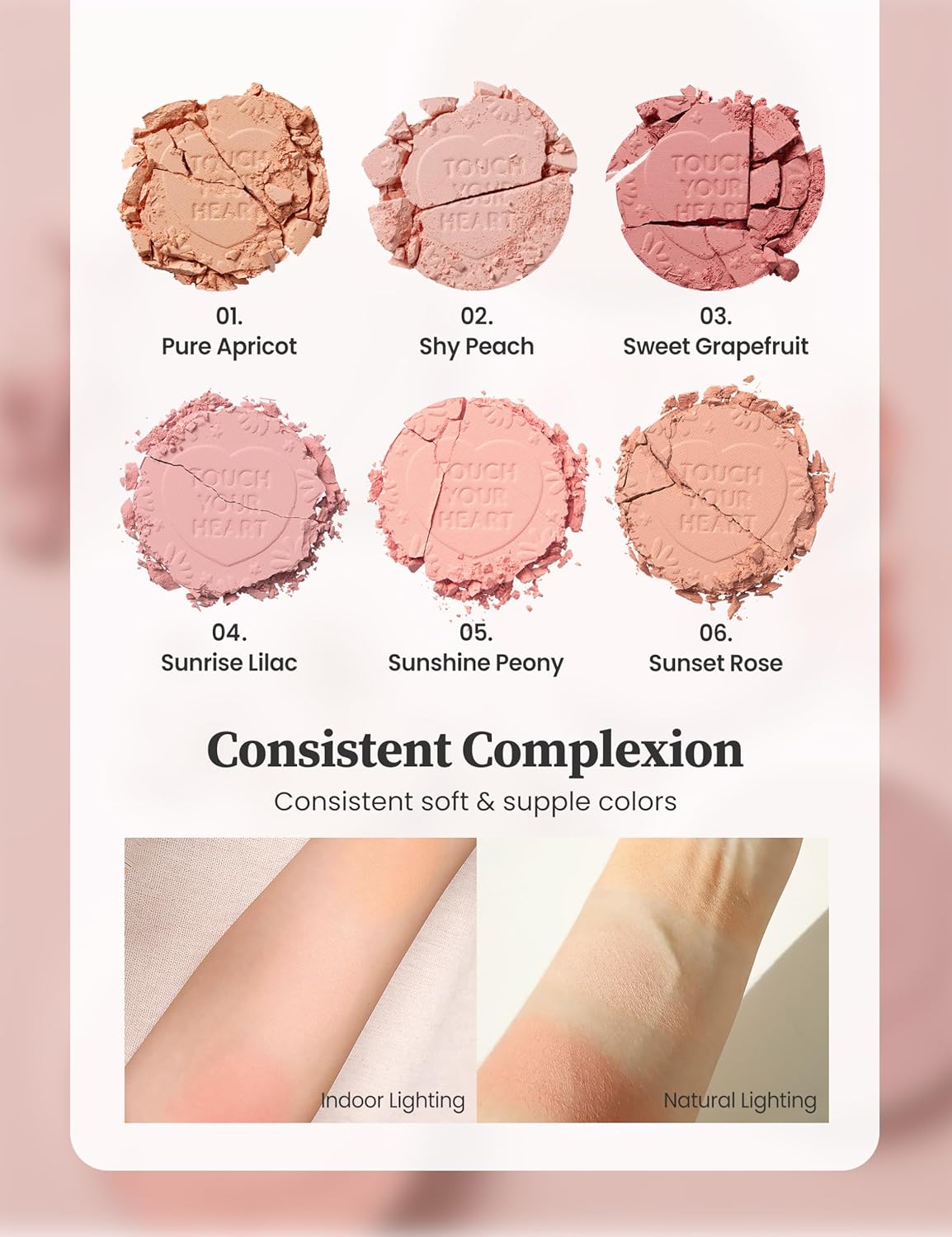 MILKTOUCH Touch My Cheek in Bloom Blush Shy Peachy | Face Blushes Compact Powder Makeup | Shimmer Powder Blush Oil Absorbing Powder Compact | Face Powder for Oily Skin Korean Blush (0.18 oz)
