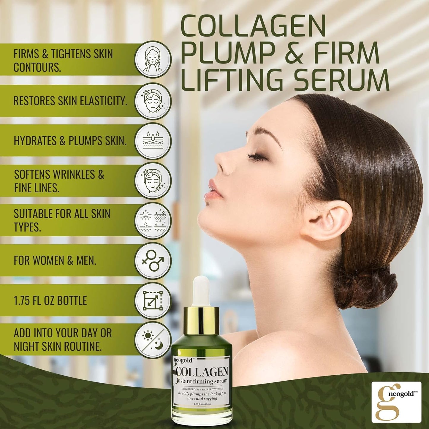 Collagen Serum For Face | Collagen Face Serum For Skin Tightening Helps Lift, Plump, & Firm Sagging Skin | Serums For Skin Care | Anti Wrinkle Boost, Fragrance Free, 2 Fl Oz