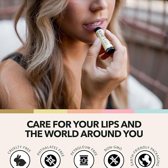 Kind Lips Lip Balm - Nourishing & Moisturizing Lip Care for Dry, Chapped Lips | Infused with Shea Butter & Beeswax | Unscented Pack | 0.15 Oz (Pack of 3)