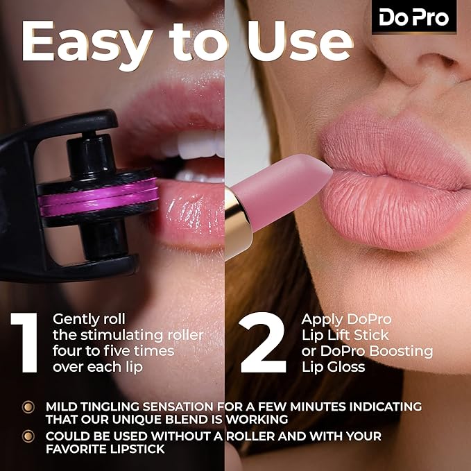 Gentle Lip Lift Stick Boost-In - Plumper Stick with Anti-Aging Stimulating Roller, Plumping Lip Stick with Hyaluronic Acid, Collagen, Vitamin C & E - Volumizing & Hydrating Lip Plumping Serum - 5ml