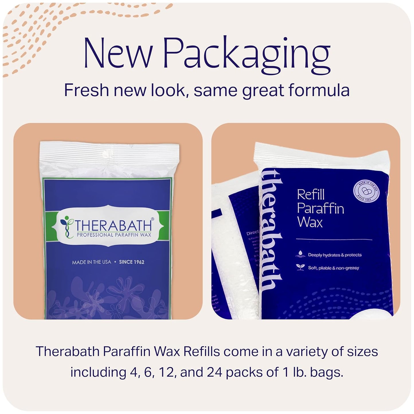 Therabath Paraffin Wax Refill - Thermotherapy - Use to Relieve Arthritis Discomfort, Stiff Muscles, & Dry Skin - For Hands, Feet, Body - Deeply Hydrates & Protects - Made in USA, 6 lb. PeachE