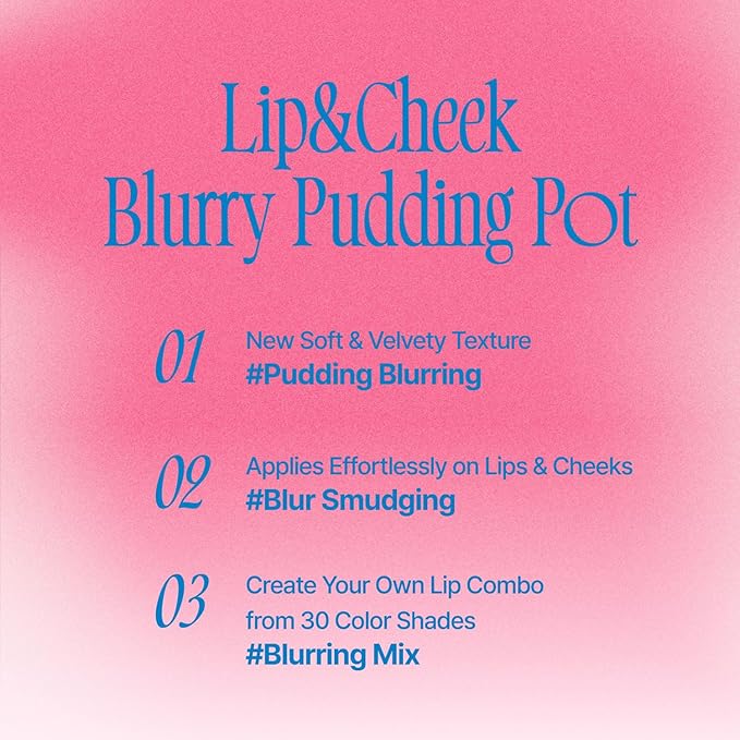 Lip&Cheek Blurry Pudding Pot | Reddish Moment - D-Day | Makeup Blush, Buildable Lightweight, Multi-Use Soft Matte Finish | 5g