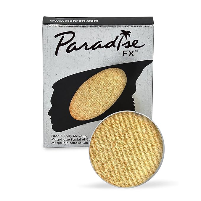 Mehron Makeup Paradise Makeup AQ Refill Size | Stage & Screen, Face & Body Painting, Beauty, Cosplay, Halloween | Water Activated Face Paint, Body Paint, Cosplay Makeup .25 oz (7 ml) (Metallic Gold)