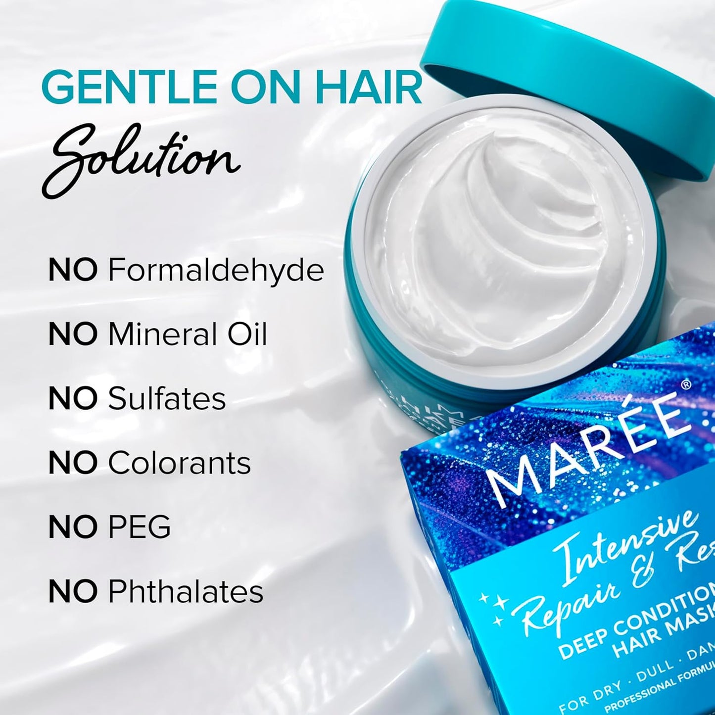 MAREE Deep Conditioning Hair Mask for Damaged Hair Treatment - Keratin Hair Care for Hydrating Growth Repair Moisturizing - Dry Curly Color Treated Frizzy - Tratamiento Mascarilla Para el Cabello Seco