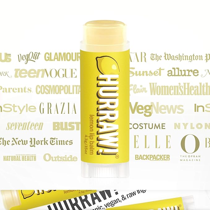 Hurraw! Lemon Lip Balm, 3 Pack: Organic, Certified Vegan, Cruelty and Gluten Free. Non-GMO, 100% Natural Ingredients. Bee, Shea, Soy and Palm Free. Made in USA