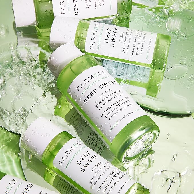 Farmacy 2% Salicylic Acid Toner for Face - Deep Sweep Gentle BHA Exfoliant for Oily Skin - Refines Texture with Papaya Enzymes & Moringa Water for a Healthy-Looking Complexion (50ml)