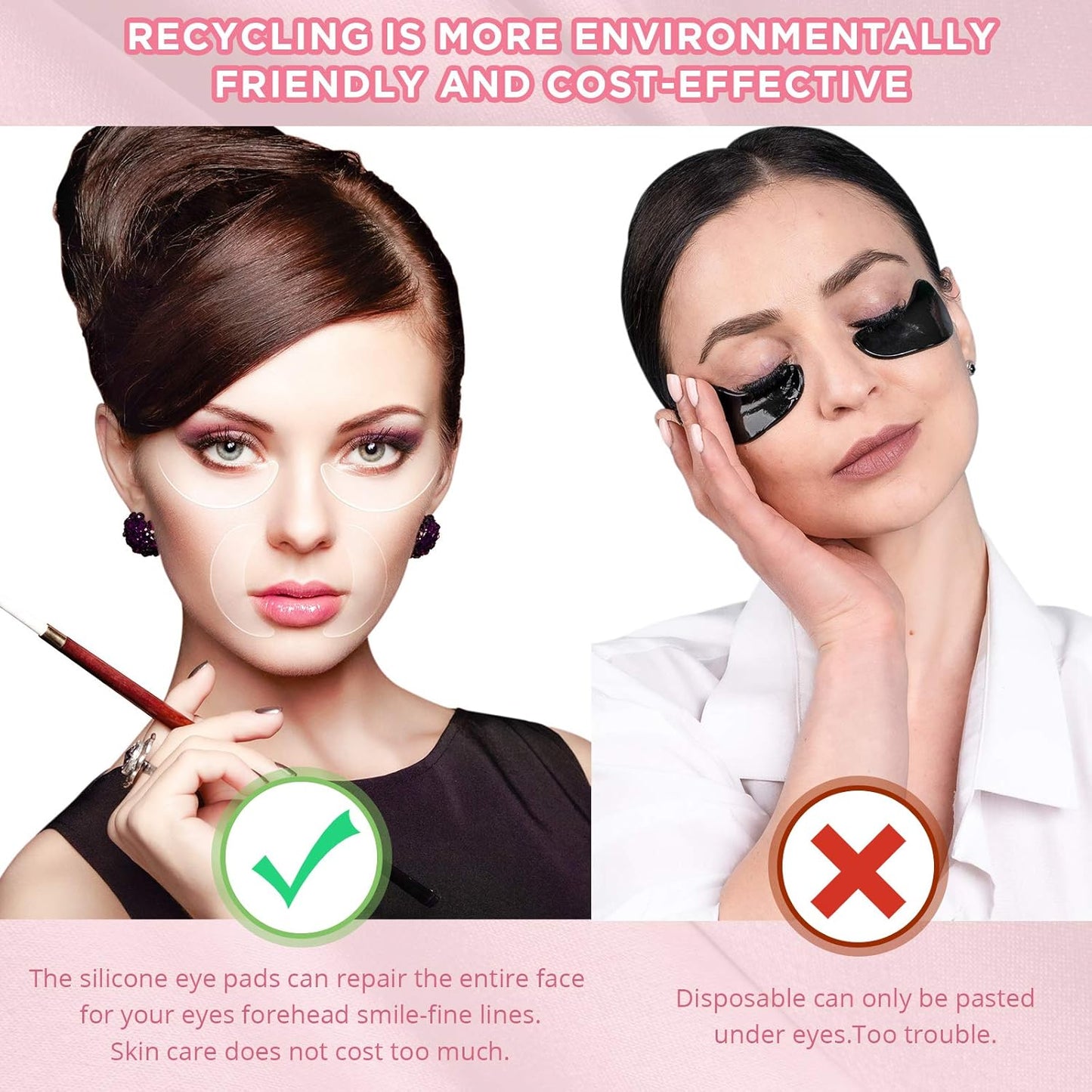 Syhood 12 Pieces Silicone Eye Wrinkle Pads Anti Aging Silicone Pads Reusable Reduce Skin Wrinkles Under Eye Patches Cleavage Pads for Mouth and Eyes(Transparent)