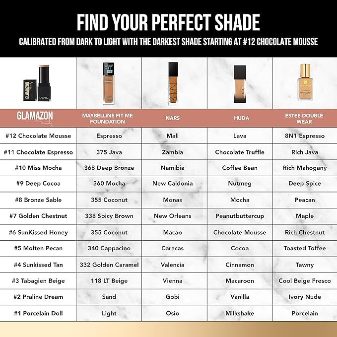 Glamazon Second to None Foundation Stick, Sunkissed Tan, Light-to-Full Coverage, Weightless Makeup With a Glowy Natural Finish