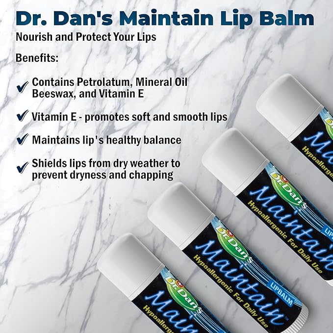 Dr. Dan's Maintain Lip Balm - Perfect for Cortibalm Aftercare, Mild Ingredients & Beeswax, Vitamin E Enriched for Moisturizing Dry Lips, Ensures Smooth, Soft Feel, 1 Pack